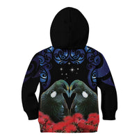New Zealand Maori Matariki Kid Hoodie Hongi Tui Bird Pohutukawa and Polynesia Tribal LT03 - Polynesian Pride