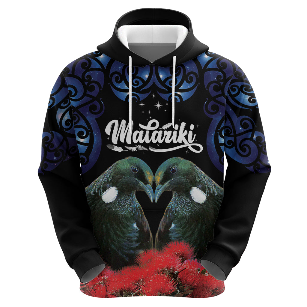New Zealand Maori Matariki Zip Hoodie Hongi Tui Bird Pohutukawa and Polynesia Tribal LT03 - Polynesian Pride