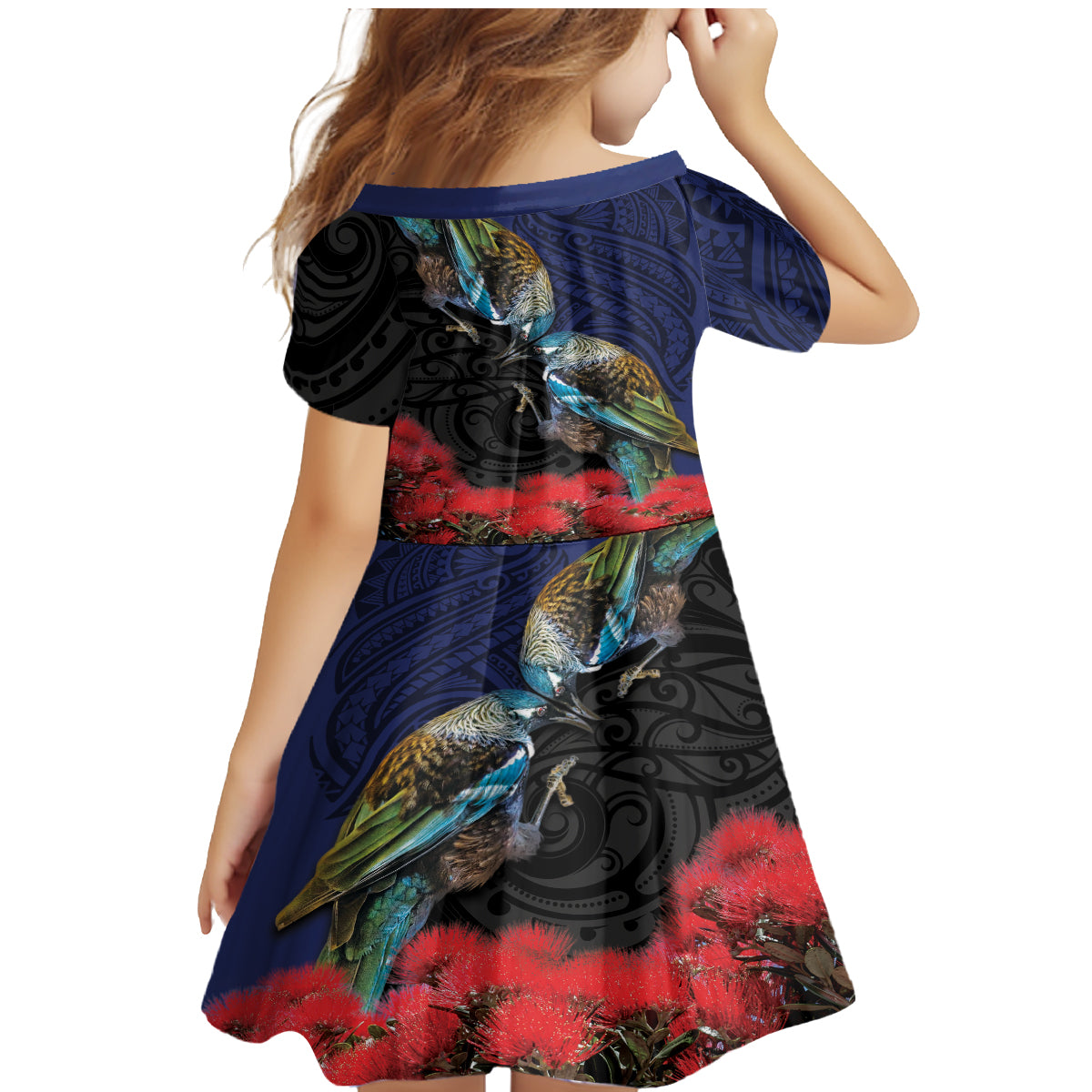 New Zealand Maori Hongi Culture Family Matching Mermaid Dress and Hawaiian Shirt Tui Bird Pohutukawa and Polynesian Pattern LT03 - Polynesian Pride