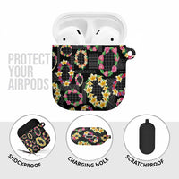 Hawaiian Kakau Tattoo Leis and Palaka Pattern AirPods Case Traditional Aloha Tribal Black Color