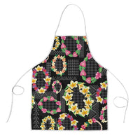 Hawaiian Kakau Tattoo Leis and Palaka Pattern Apron Traditional Aloha Tribal Black Color