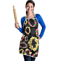 Hawaiian Kakau Tattoo Leis and Palaka Pattern Apron Traditional Aloha Tribal Black Color