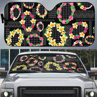 Hawaiian Kakau Tattoo Leis and Palaka Pattern Auto Sun Shade Traditional Aloha Tribal Black Color