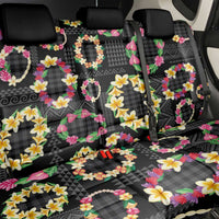 Hawaiian Kakau Tattoo Leis and Palaka Pattern Back Car Seat Cover Traditional Aloha Tribal Black Color
