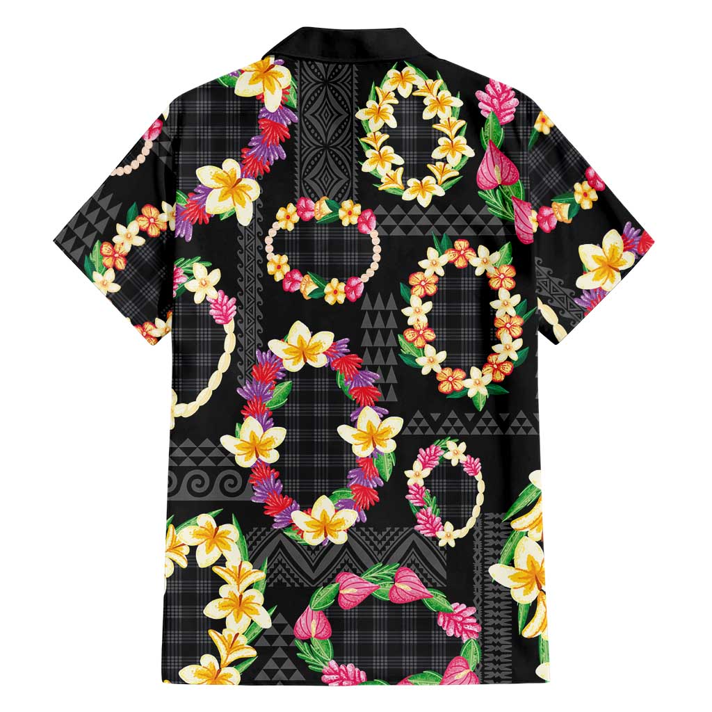 Hawaiian Kakau Tattoo Leis and Palaka Pattern Family Matching Mermaid Dress and Hawaiian Shirt Traditional Aloha Tribal Black Color LT03 - Polynesian Pride