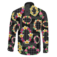 Hawaiian Kakau Tattoo Leis and Palaka Pattern Family Matching Puletasi and Hawaiian Shirt Traditional Aloha Tribal Black Color LT03 - Polynesian Pride