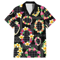 Hawaiian Kakau Tattoo Leis and Palaka Pattern Family Matching Tank Maxi Dress and Hawaiian Shirt Traditional Aloha Tribal Black Color LT03 Dad's Shirt - Short Sleeve Black - Polynesian Pride