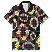 Hawaiian Kakau Tattoo Leis and Palaka Pattern Hawaiian Shirt Traditional Aloha Tribal Black Color