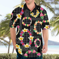 Hawaiian Kakau Tattoo Leis and Palaka Pattern Hawaiian Shirt Traditional Aloha Tribal Black Color