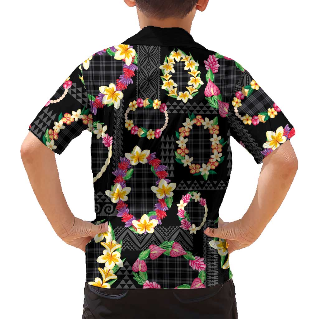 Hawaiian Kakau Tattoo Leis and Palaka Pattern Hawaiian Shirt Traditional Aloha Tribal Black Color
