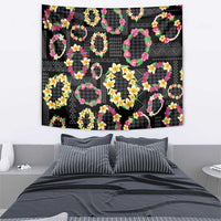 Hawaiian Kakau Tattoo Leis and Palaka Pattern Tapestry Traditional Aloha Tribal Black Color