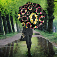 Hawaiian Kakau Tattoo Leis and Palaka Pattern Umbrella Traditional Aloha Tribal Black Color