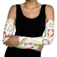 Hawaiian Kakau Tattoo Leis and Palaka Pattern Arm Sleeves Traditional Aloha Tribal White Color