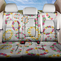 Hawaiian Kakau Tattoo Leis and Palaka Pattern Back Car Seat Cover Traditional Aloha Tribal White Color