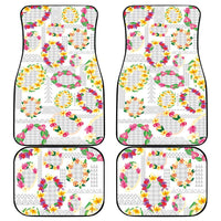 Hawaiian Kakau Tattoo Leis and Palaka Pattern Car Mats Traditional Aloha Tribal White Color