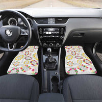 Hawaiian Kakau Tattoo Leis and Palaka Pattern Car Mats Traditional Aloha Tribal White Color