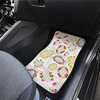 Hawaiian Kakau Tattoo Leis and Palaka Pattern Car Mats Traditional Aloha Tribal White Color