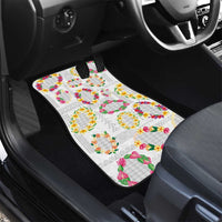 Hawaiian Kakau Tattoo Leis and Palaka Pattern Car Mats Traditional Aloha Tribal White Color