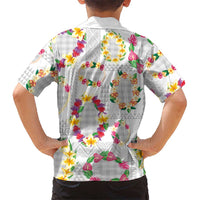 Hawaiian Kakau Tattoo Leis and Palaka Pattern Family Matching Long Sleeve Bodycon Dress and Hawaiian Shirt Traditional Aloha Tribal White Color LT03 - Polynesian Pride