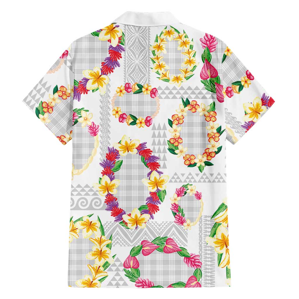 Hawaiian Kakau Tattoo Leis and Palaka Pattern Family Matching Puletasi and Hawaiian Shirt Traditional Aloha Tribal White Color LT03 - Polynesian Pride