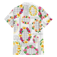 Hawaiian Kakau Tattoo Leis and Palaka Pattern Family Matching Short Sleeve Bodycon Dress and Hawaiian Shirt Traditional Aloha Tribal White Color LT03 - Polynesian Pride