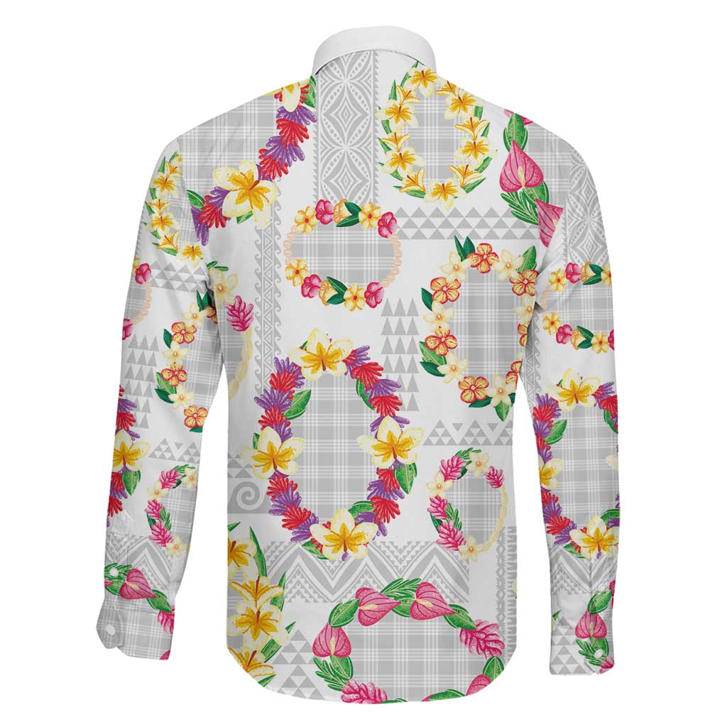 Hawaiian Kakau Tattoo Leis and Palaka Pattern Family Matching Summer Maxi Dress and Hawaiian Shirt Traditional Aloha Tribal White Color LT03 - Polynesian Pride