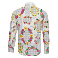 Hawaiian Kakau Tattoo Leis and Palaka Pattern Family Matching Summer Maxi Dress and Hawaiian Shirt Traditional Aloha Tribal White Color LT03 - Polynesian Pride