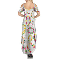 Hawaiian Kakau Tattoo Leis and Palaka Pattern Family Matching Summer Maxi Dress and Hawaiian Shirt Traditional Aloha Tribal White Color LT03 - Polynesian Pride