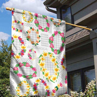 Hawaiian Kakau Tattoo Leis and Palaka Pattern Garden Flag Traditional Aloha Tribal White Color