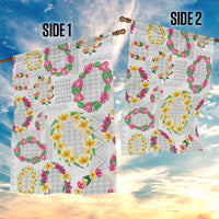 Hawaiian Kakau Tattoo Leis and Palaka Pattern Garden Flag Traditional Aloha Tribal White Color