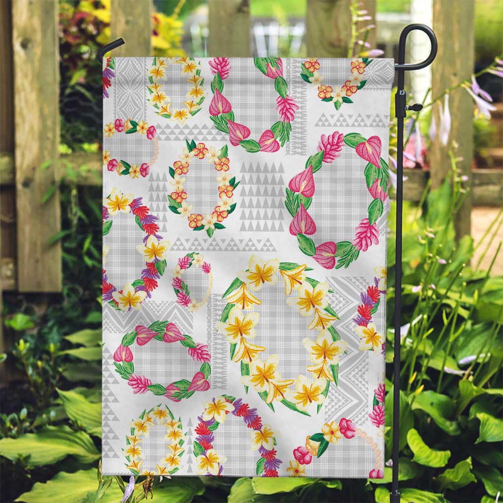 Hawaiian Kakau Tattoo Leis and Palaka Pattern Garden Flag Traditional Aloha Tribal White Color