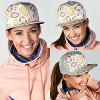 Hawaiian Kakau Tattoo Leis and Palaka Pattern Mesh Trucker Cap Traditional Aloha Tribal White Color