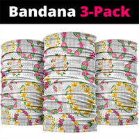 Hawaiian Kakau Tattoo Leis and Palaka Pattern Neck Gaiter Traditional Aloha Tribal White Color