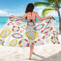 Hawaiian Kakau Tattoo Leis and Palaka Pattern Sarong Traditional Aloha Tribal White Color