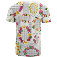 Hawaiian Kakau Tattoo Leis and Palaka Pattern T Shirt Traditional Aloha Tribal White Color