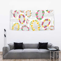 Hawaiian Kakau Tattoo Leis and Palaka Pattern Tapestry Traditional Aloha Tribal White Color