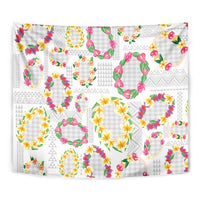 Hawaiian Kakau Tattoo Leis and Palaka Pattern Tapestry Traditional Aloha Tribal White Color