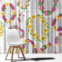 Hawaiian Kakau Tattoo Leis and Palaka Pattern Window Curtain Traditional Aloha Tribal White Color