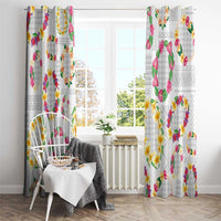 Hawaiian Kakau Tattoo Leis and Palaka Pattern Window Curtain Traditional Aloha Tribal White Color