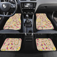 Hawaiian Kakau Tattoo Leis and Palaka Pattern Car Mats Traditional Aloha Tribal Beige Color