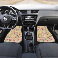 Hawaiian Kakau Tattoo Leis and Palaka Pattern Car Mats Traditional Aloha Tribal Beige Color