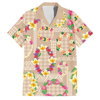 Hawaiian Kakau Tattoo Leis and Palaka Pattern Family Matching Summer Maxi Dress and Hawaiian Shirt Traditional Aloha Tribal Beige Color LT03 Dad's Shirt - Short Sleeve Beige - Polynesian Pride