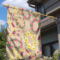Hawaiian Kakau Tattoo Leis and Palaka Pattern Garden Flag Traditional Aloha Tribal Beige Color