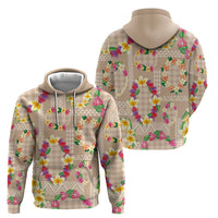 Hawaiian Kakau Tattoo Leis and Palaka Pattern Hoodie Traditional Aloha Tribal Beige Color