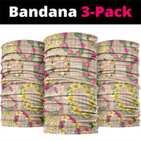 Hawaiian Kakau Tattoo Leis and Palaka Pattern Neck Gaiter Traditional Aloha Tribal Beige Color