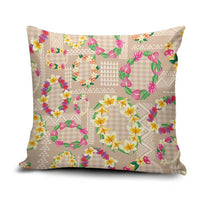 Hawaiian Kakau Tattoo Leis and Palaka Pattern Pillow Cover Traditional Aloha Tribal Beige Color