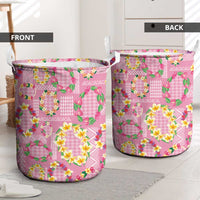 Hawaiian Leis Laundry Basket Kakau Tattoos and Palaka Pastel Pink Color