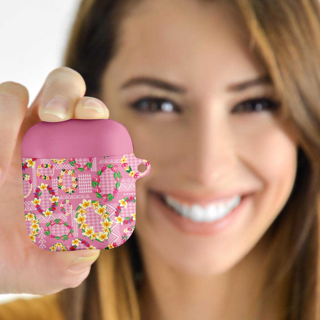 Hawaiian Leis AirPods Case Kakau Tattoos and Palaka Pastel Pink Color