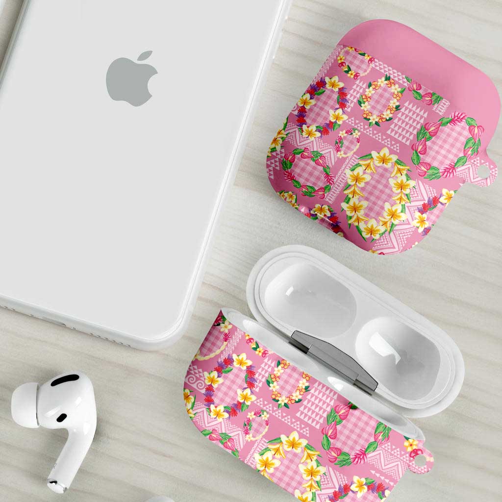Hawaiian Leis AirPods Case Kakau Tattoos and Palaka Pastel Pink Color