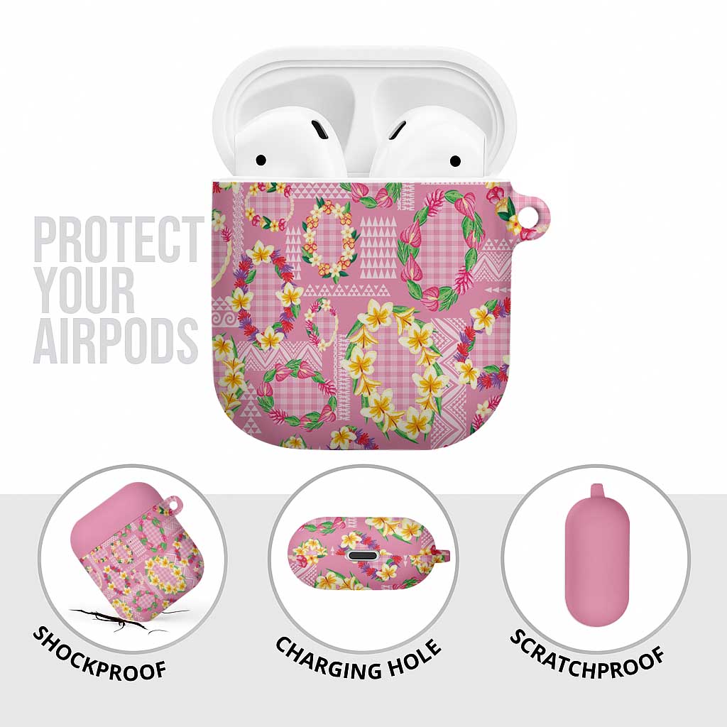 Hawaiian Leis AirPods Case Kakau Tattoos and Palaka Pastel Pink Color